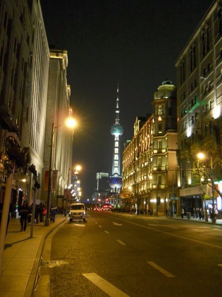Streets of Shanghai at night.