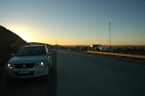 Sunset border crossing into Argentina, Tierra del Fuego