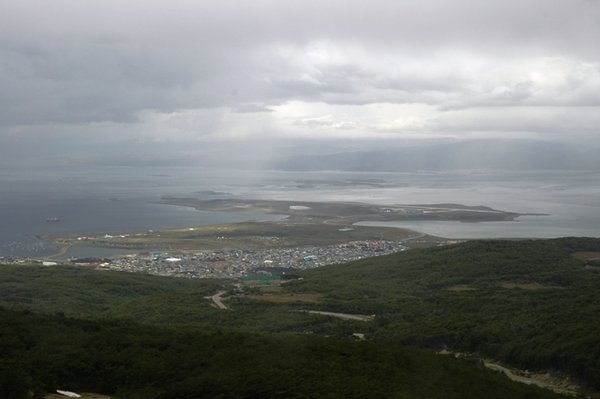 View of Ushuaia from the hill above town