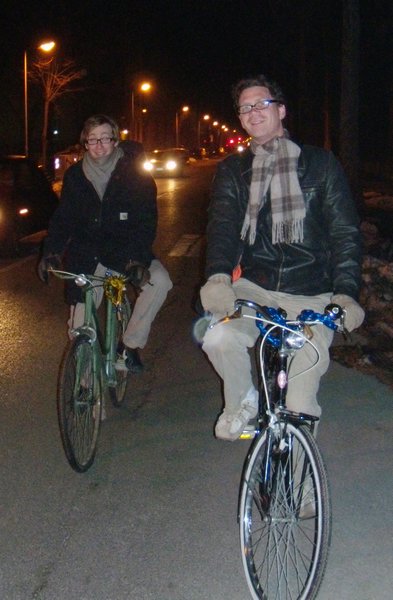 Jonas and Brennan biking through Modena