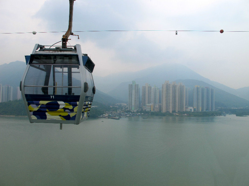 cable car over a hazy HK