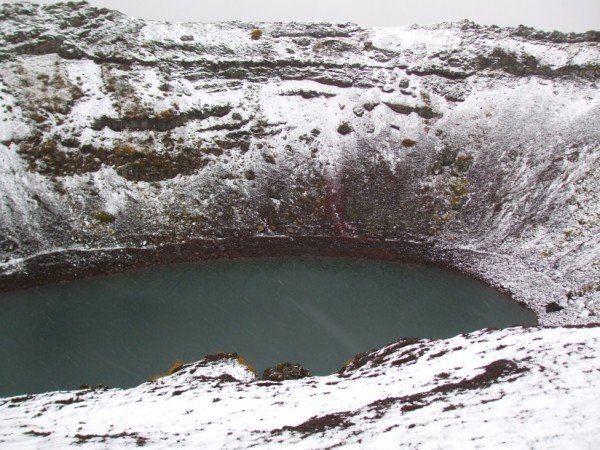 Snow Covered, Water Filled Crater
