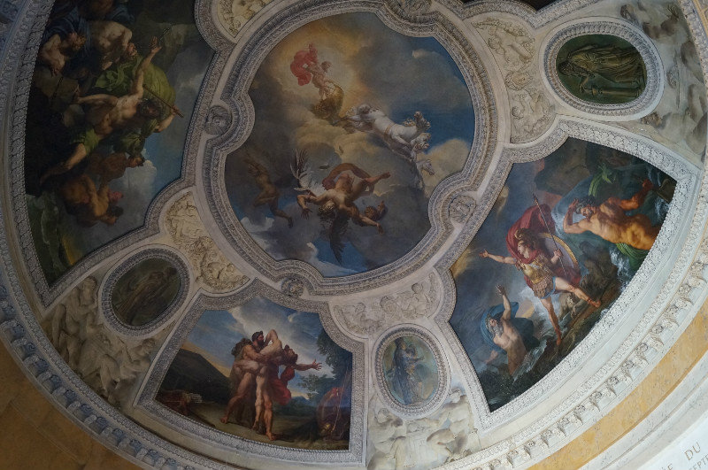 Just one of many ceiling murals in the Louvre