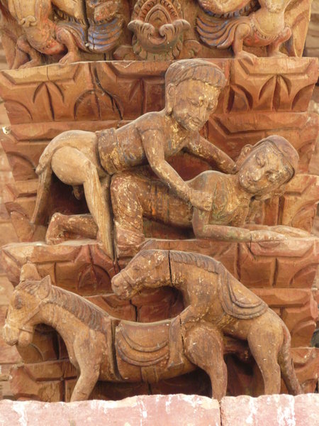 Erotic carvings on temple struts. 