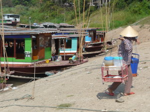 Houseboats At Huay Xai On The Mekong. 