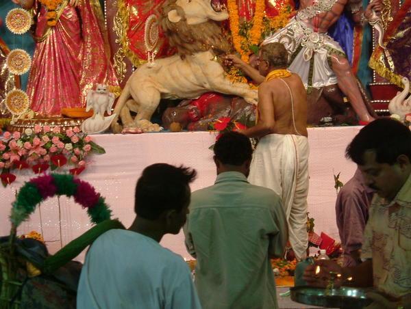 Close up of Priest Making Puja