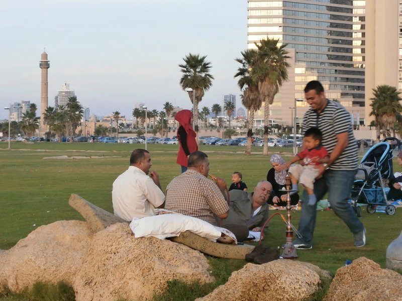 Arab family BBQ'ing on the promenade