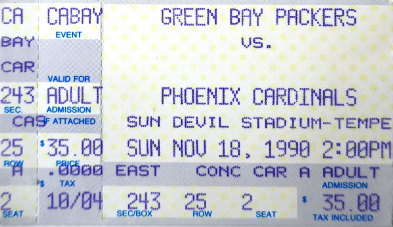 Green Bay Packers at Phoenix Cardinals 1990