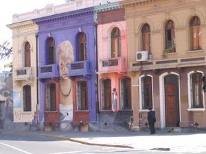 Mural on buildings in Santiago, Chile