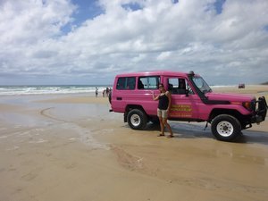 Xiomi showing off the pink landcruiser