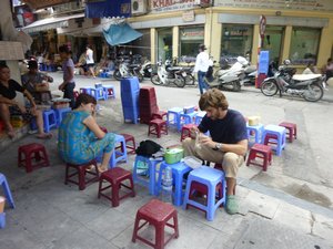 R7 Hanoi drink stall with tiny chairs