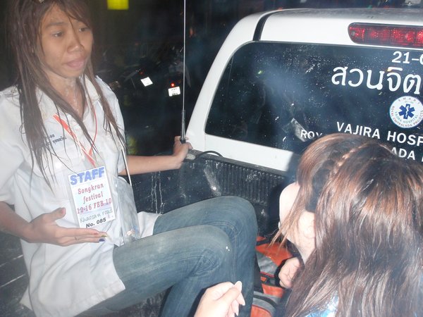 Hitching a ride in an ambulance