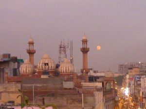 A moon and a mosque