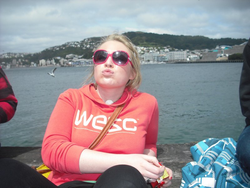 Nikki on the Waterfront with Mount Vic Behind