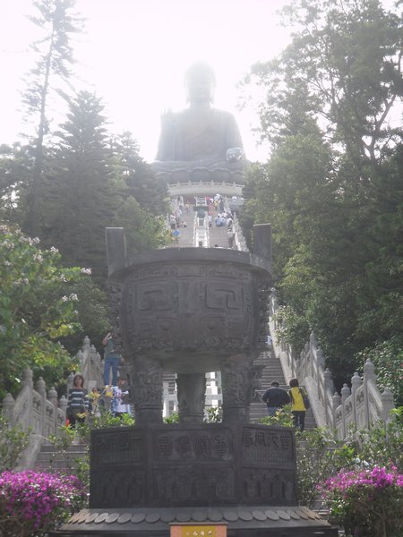 The bottom of the steps up to Buddha