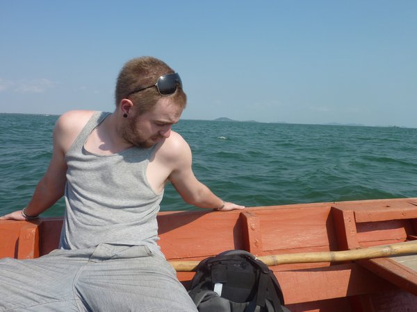 Andy on the boat to Kho Tonsay