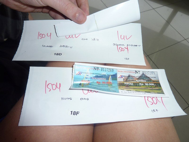 Our hand written tickets to Tual