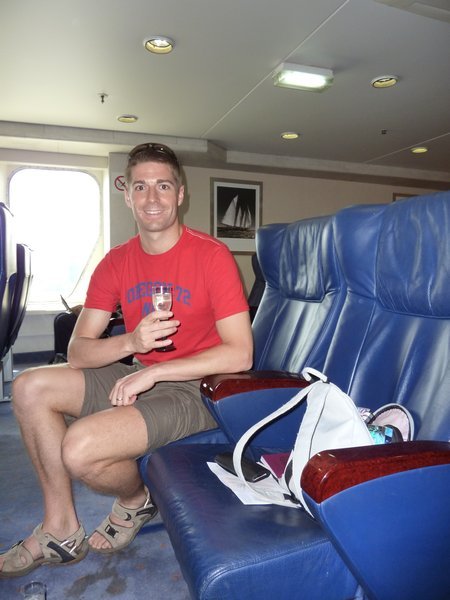 Champagne on ferry to Uruguay