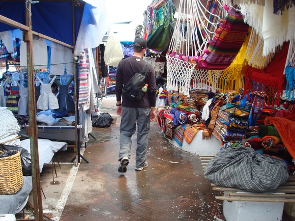 Greg walking through the Otavalo market