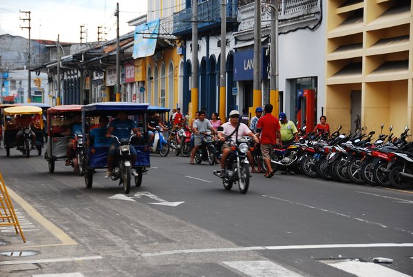 Very few cars but TONS of moto-taxis and motorcycles in Iquitos