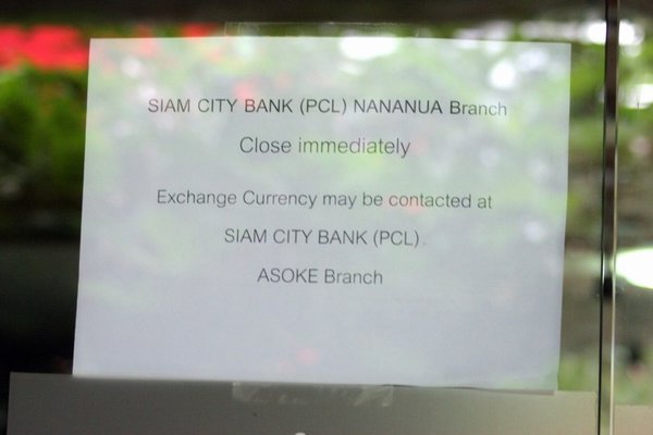 Bank closed down in a hurry