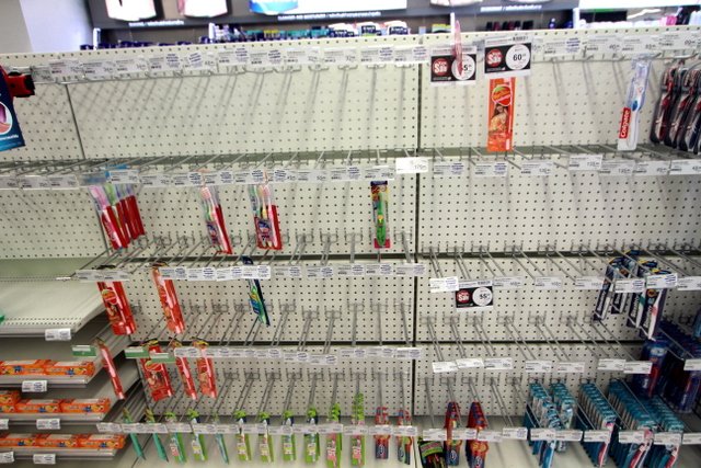 Shortages of toothbrushes