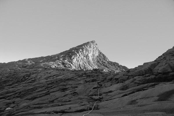 Looking up at the peak