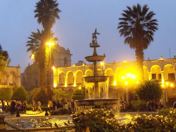 Arequipa's Plaza de Armas at Night