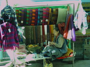 Tibetan woman knits away