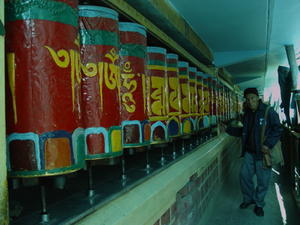 prayer wheels at Tibetan temple