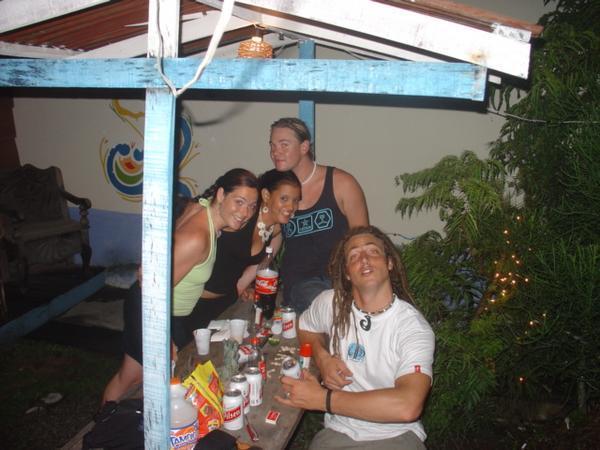 pre drinks with Dan and Kat at our hostel in Liberia - downs home town in Costa Rica