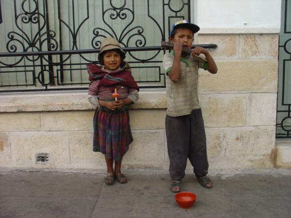 Street buskers starting young in Sucre