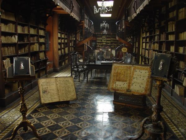An old library in the Catacombs museum - Lima