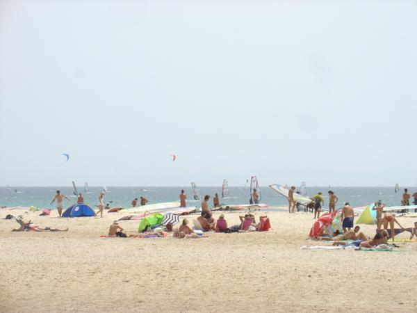 Windsurfers and Kite-surfers in the south of Spain