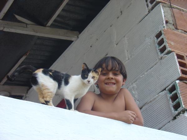 Little Diego and his cat