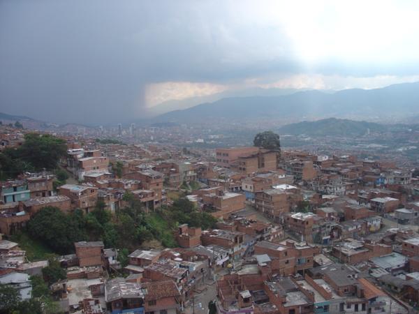 View of Medellin coming back down in the Gondola
