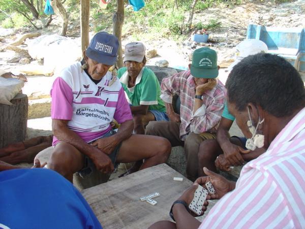 Tagangan Fisherman killing the time by playing Dominoes
