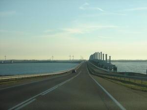 driving across another dam on our way to Belgium