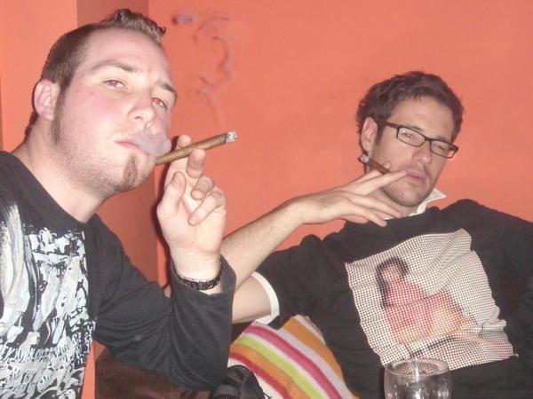 Aavon and Brad enjoying a wind down Cigar.