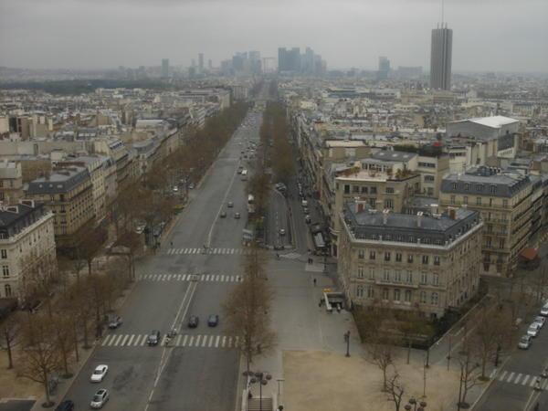 View of downtown from up the Arc de Triomphe