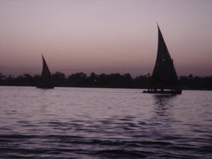 hazey sunset on the Nile