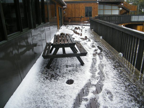 the deck of Dusky with hail