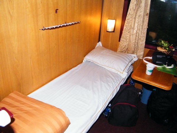 fancy bed on train 