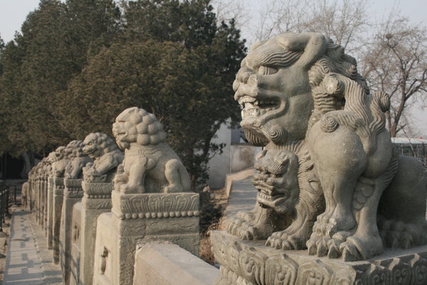 One row of carved lions