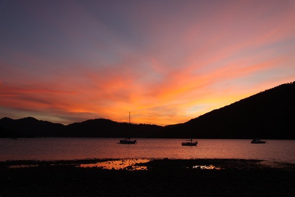 sunset over Endeavour Inlet