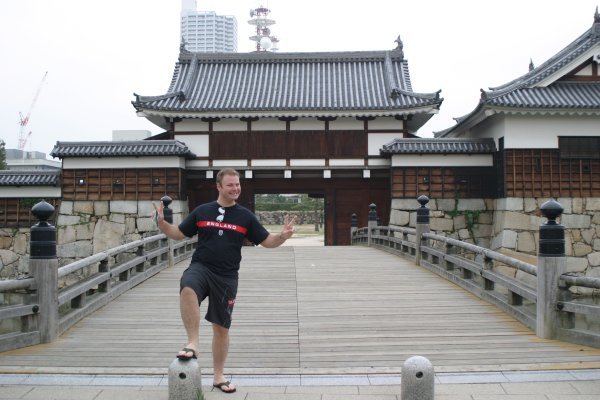 Matt at Hiroshima Castle Entrance