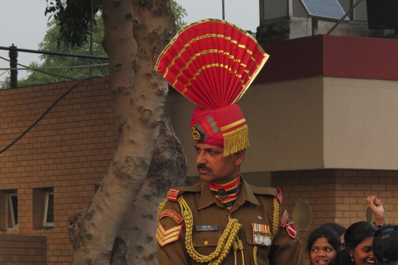 Soldier at border ceremony