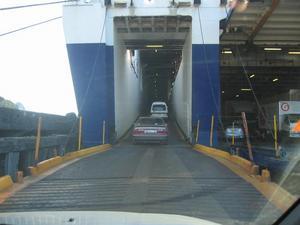 Boarding the ferry for the North Island
