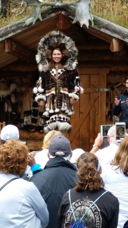 Our Tour Guide All Decked Out in an Incredible Parka While Her Assistant Narrates