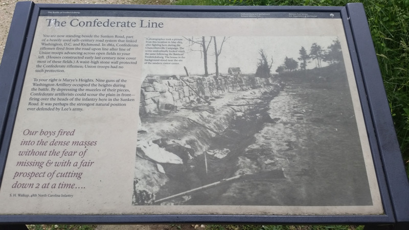 Nicely Done Placards Help Explain the Battle – Here, the Stone Wall to the Left and Sunken Road to the Right